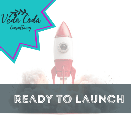 A red rocket is taking off against a white background.