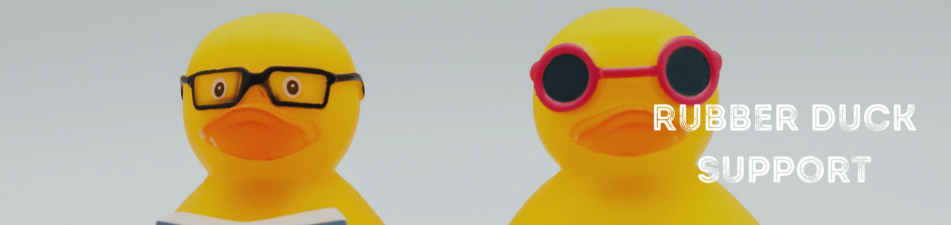 Two yellow rubber ducks sitting next to each other.  One is wearing glasses reading a book and the other is wearing sunglasses holding a martini glass.