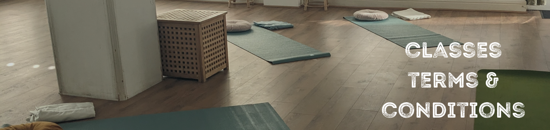 A studio with 4 yoga mats and cushions.