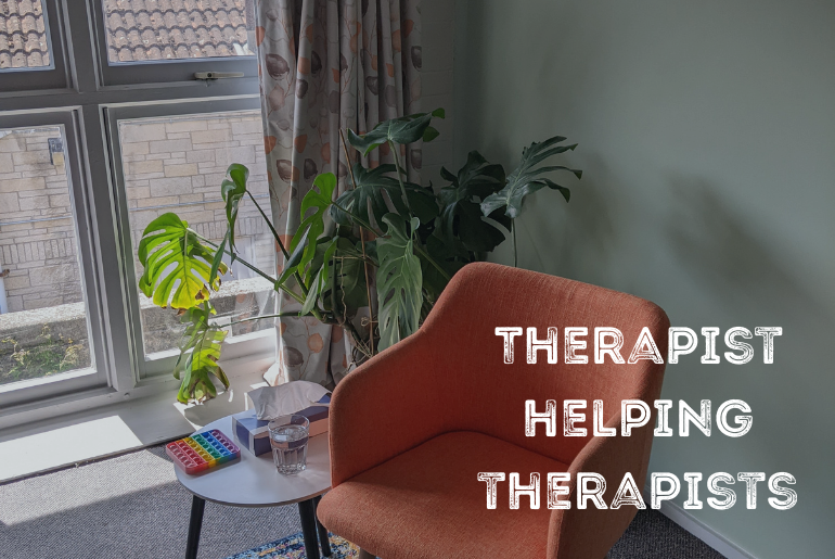 An orange chair in a therapy setting.