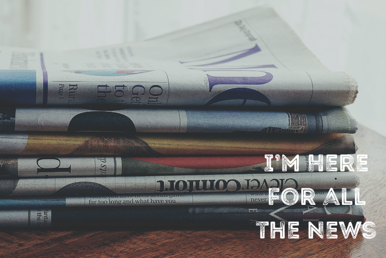 A stack of newspapers.