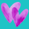 2 purple coloured hearts