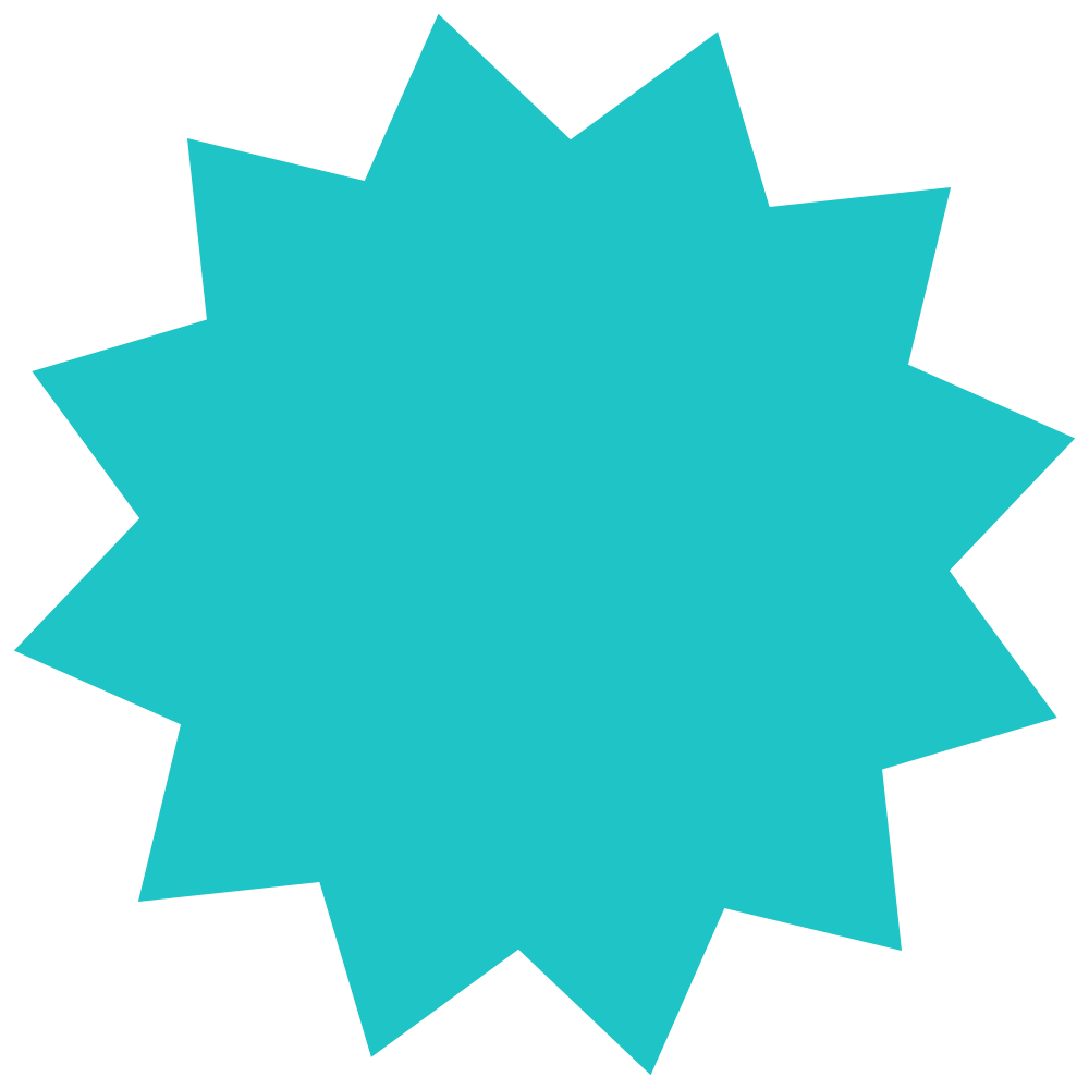A green star shape used for the background of the Veda Coda Therapy logo.